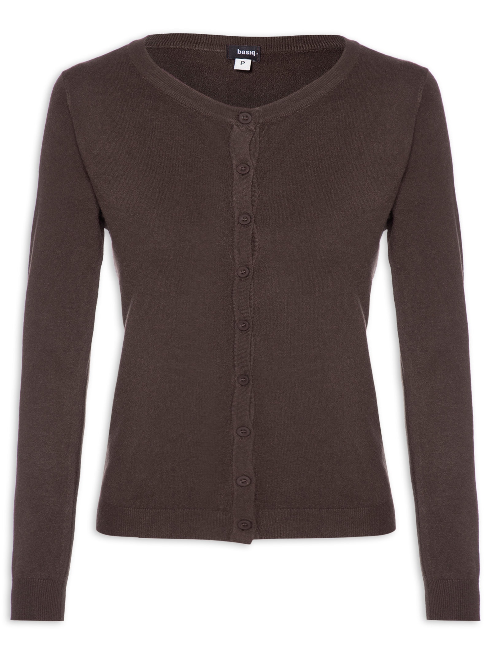 Cardigã Feminino Em Tricot Marrom Basiq