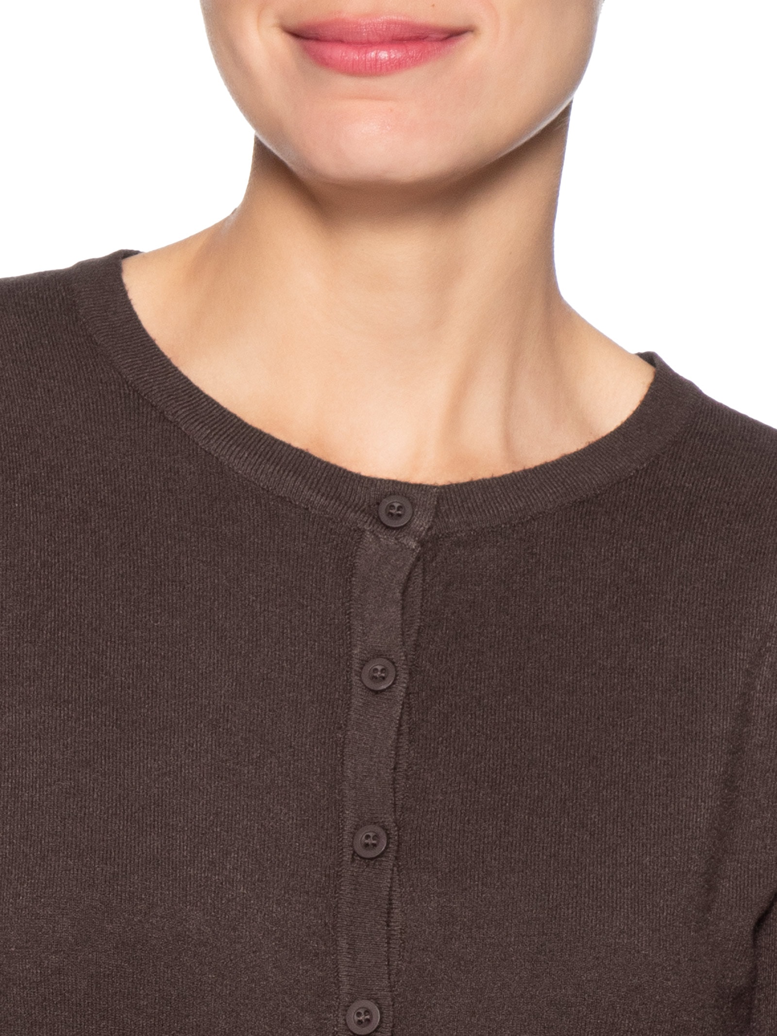 Cardigã Feminino Em Tricot Marrom Basiq