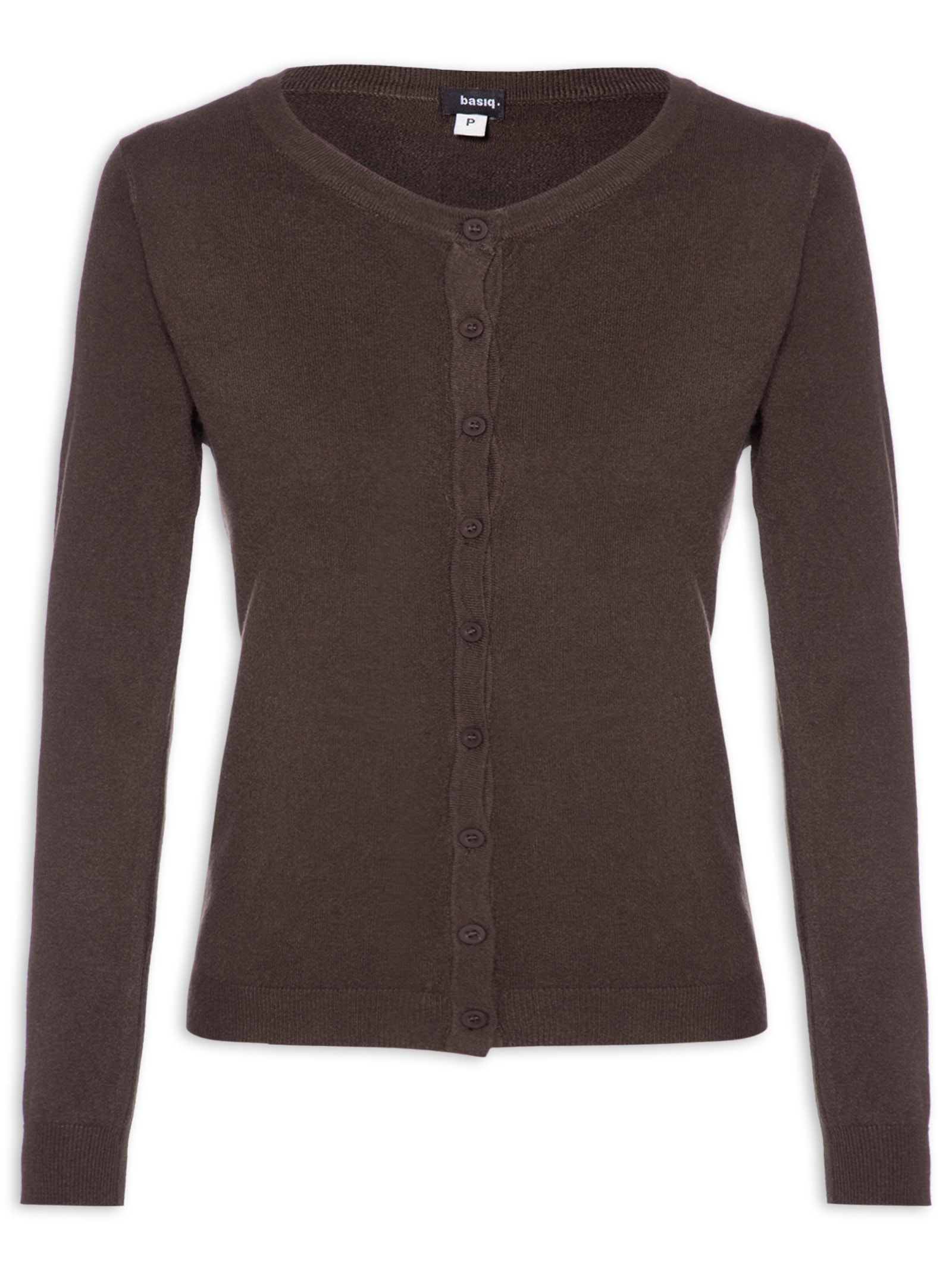 Cardigã Feminino Em Tricot Marrom Basiq