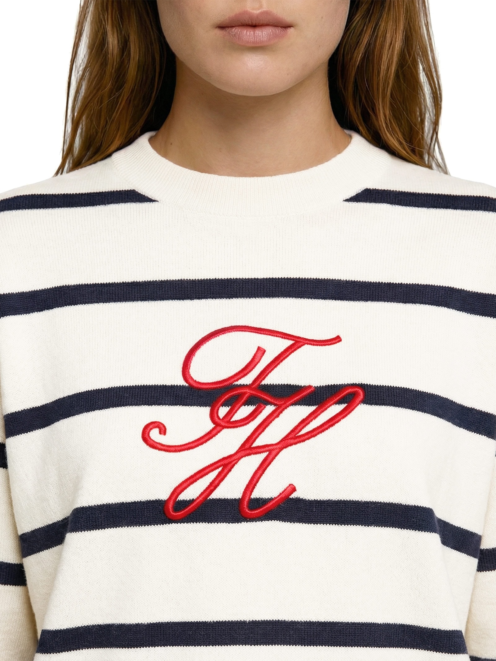 Cardigã Feminino Full Needle Graphic Branco Tommy Hilfiger