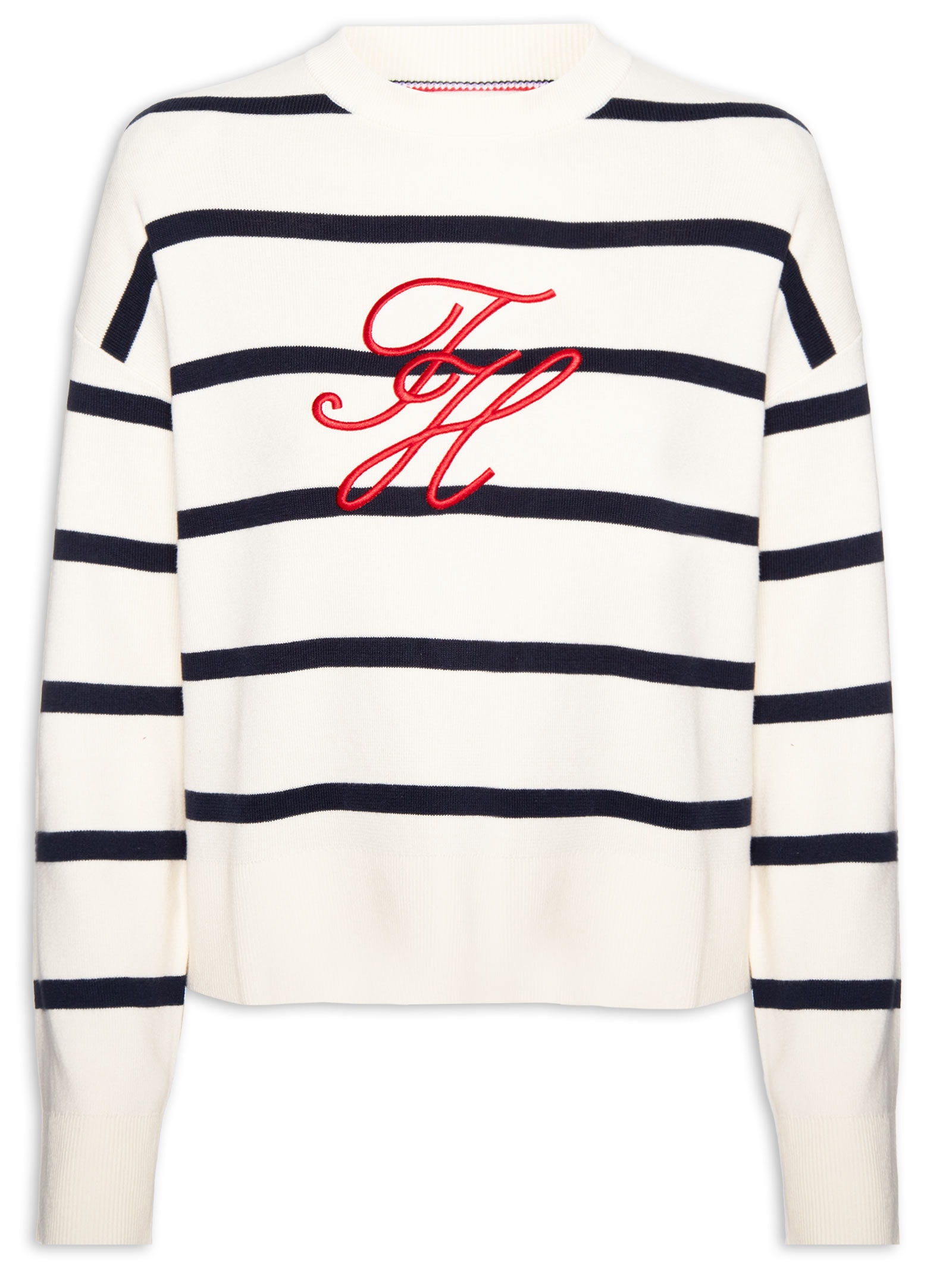 Cardigã Feminino Full Needle Graphic Branco Tommy Hilfiger