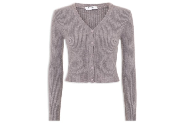 Cardigã Feminino Gola V - Cinza