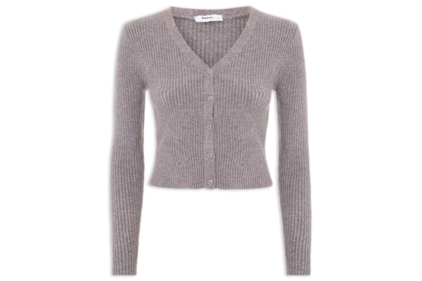Cardigã Feminino Gola V - Cinza