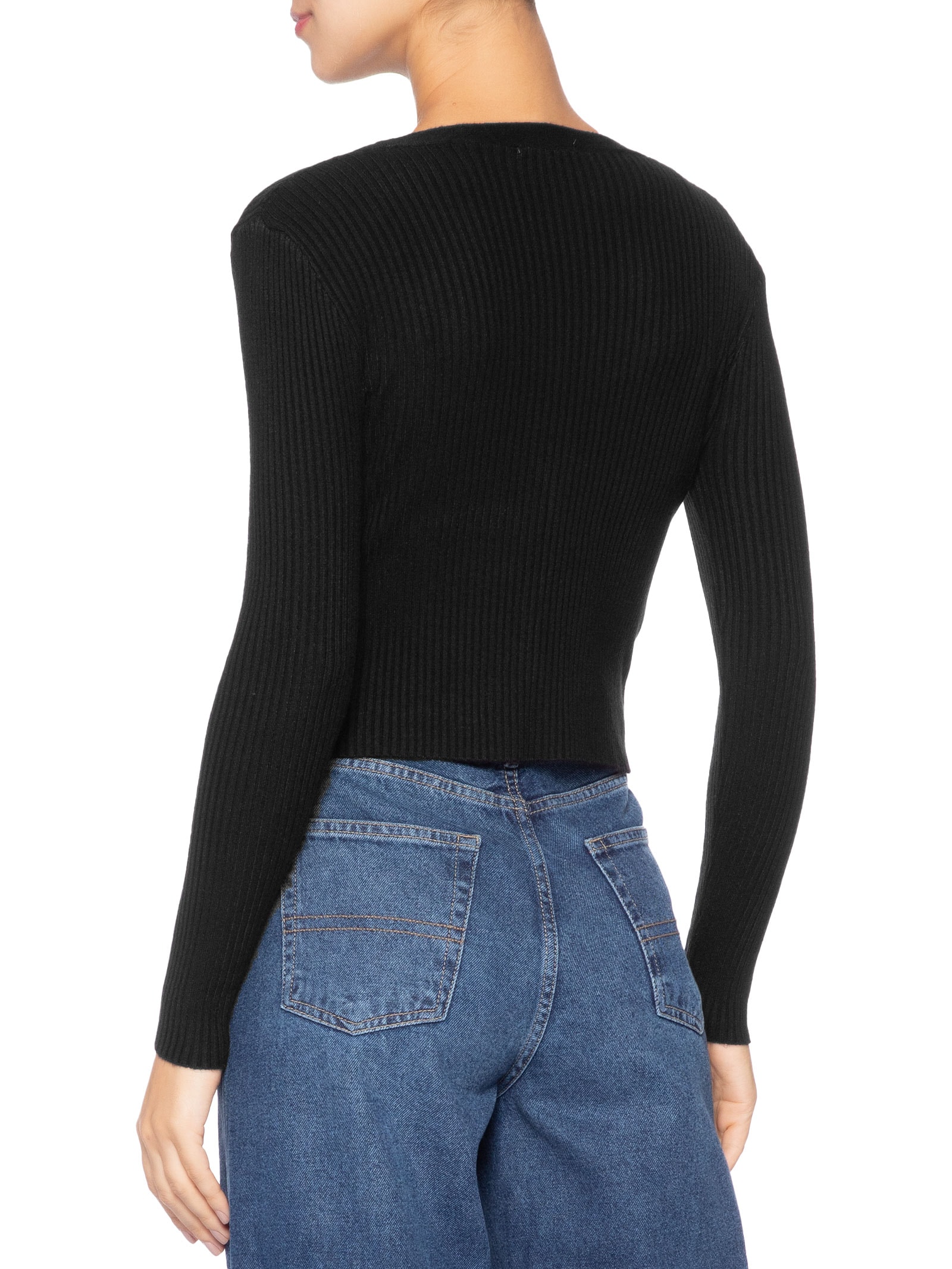 Cardigã Feminino Gola V Preto Basiq