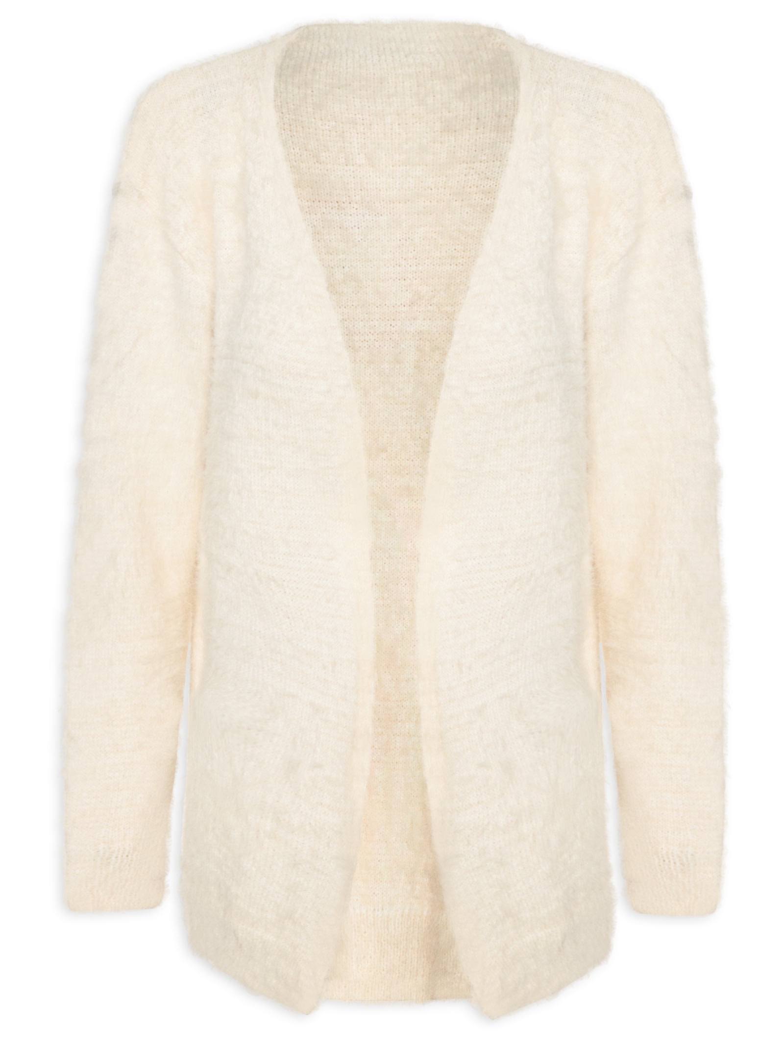 Cardigã Feminino Longo Pelinho Branco Cacay