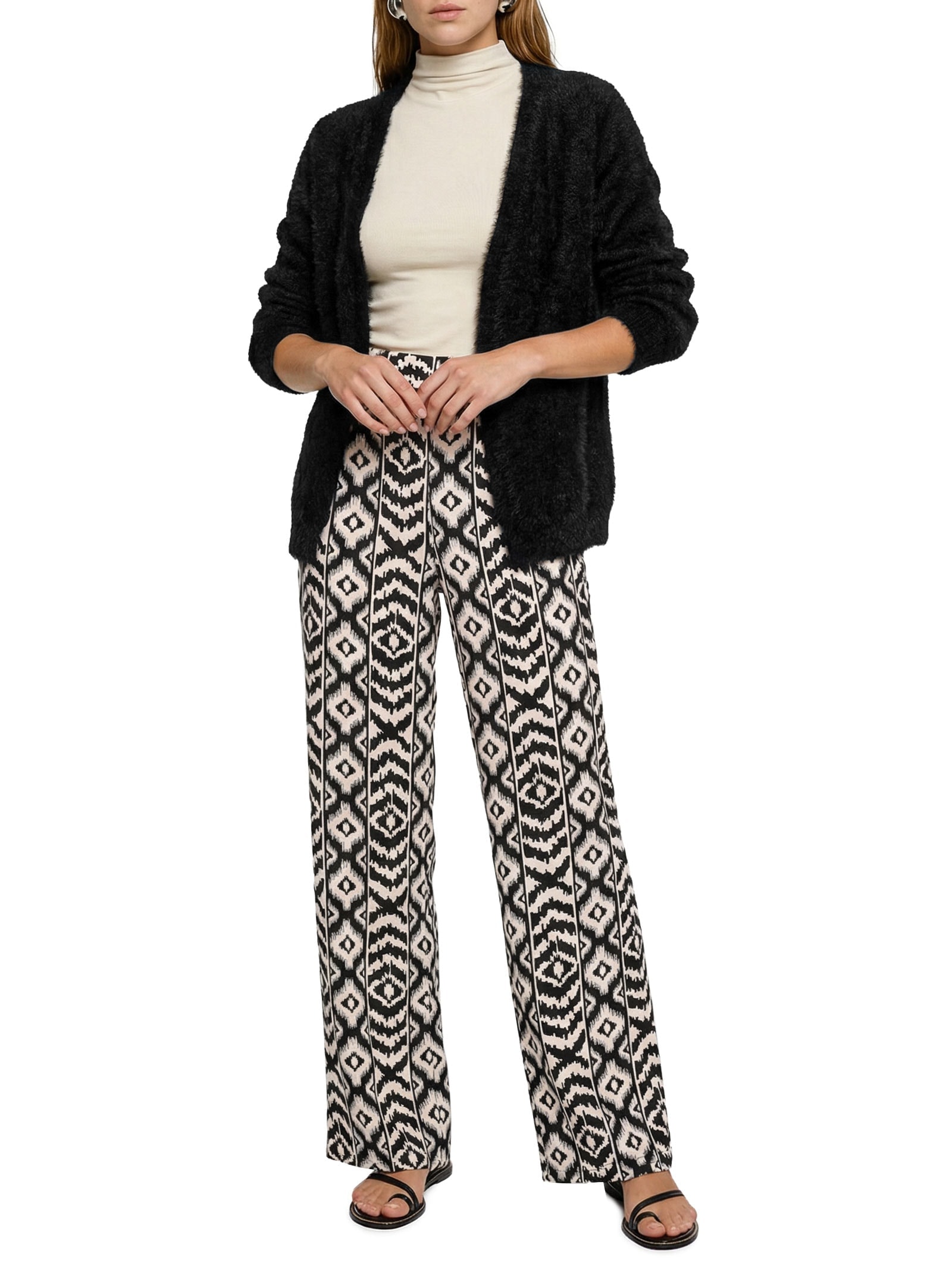 Cardigã Feminino Longo Pelinho Preto Cacay