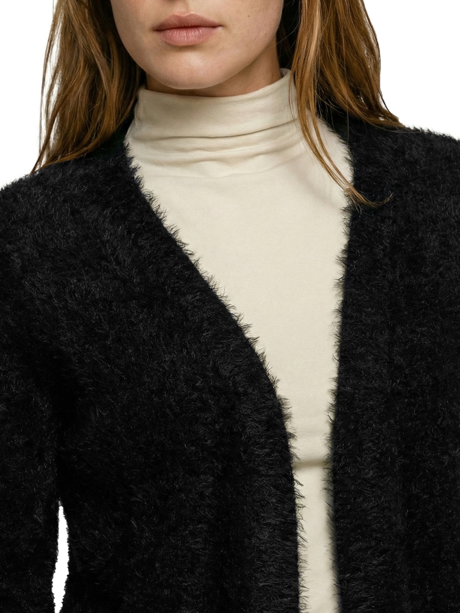 Cardigã Feminino Longo Pelinho Preto Cacay