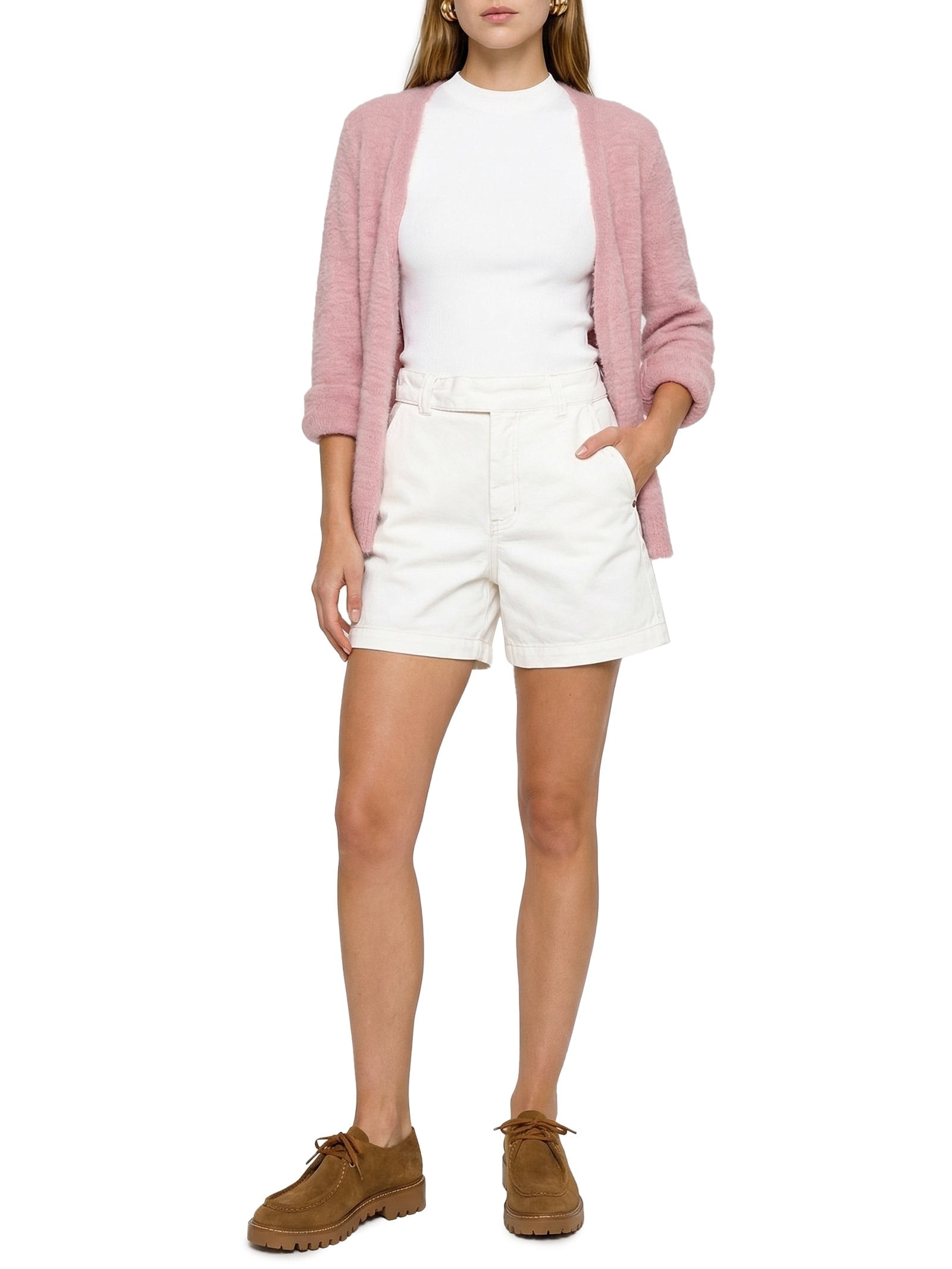 Cardigã Feminino Longo Pelinho Rosa Cacay