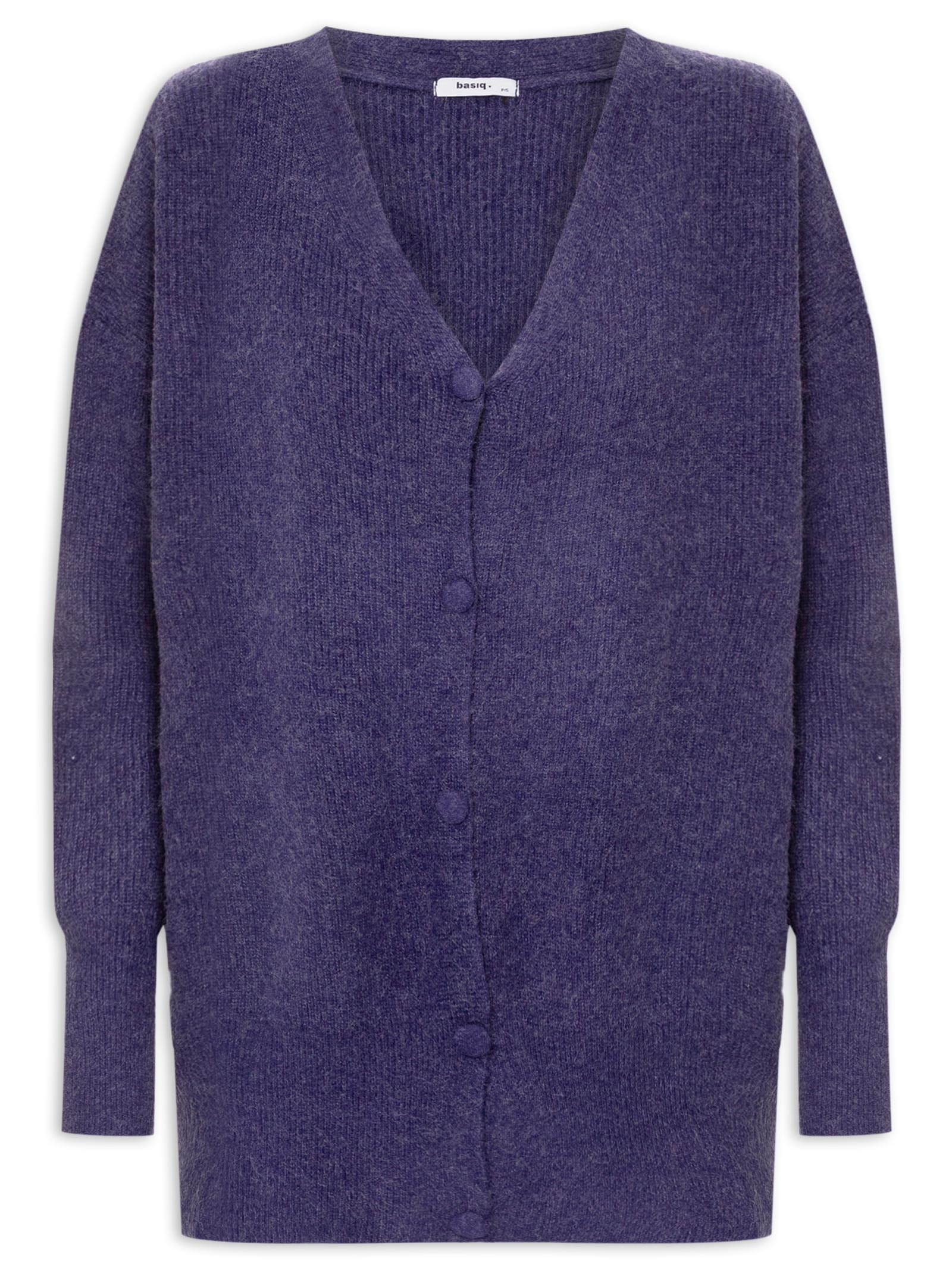 Cardigã Feminino Oversized Texturizado Azul Basiq