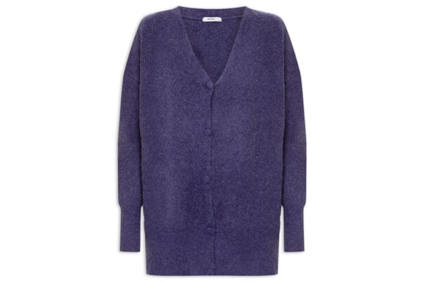 Cardigã Feminino Oversized Texturizado - Azul