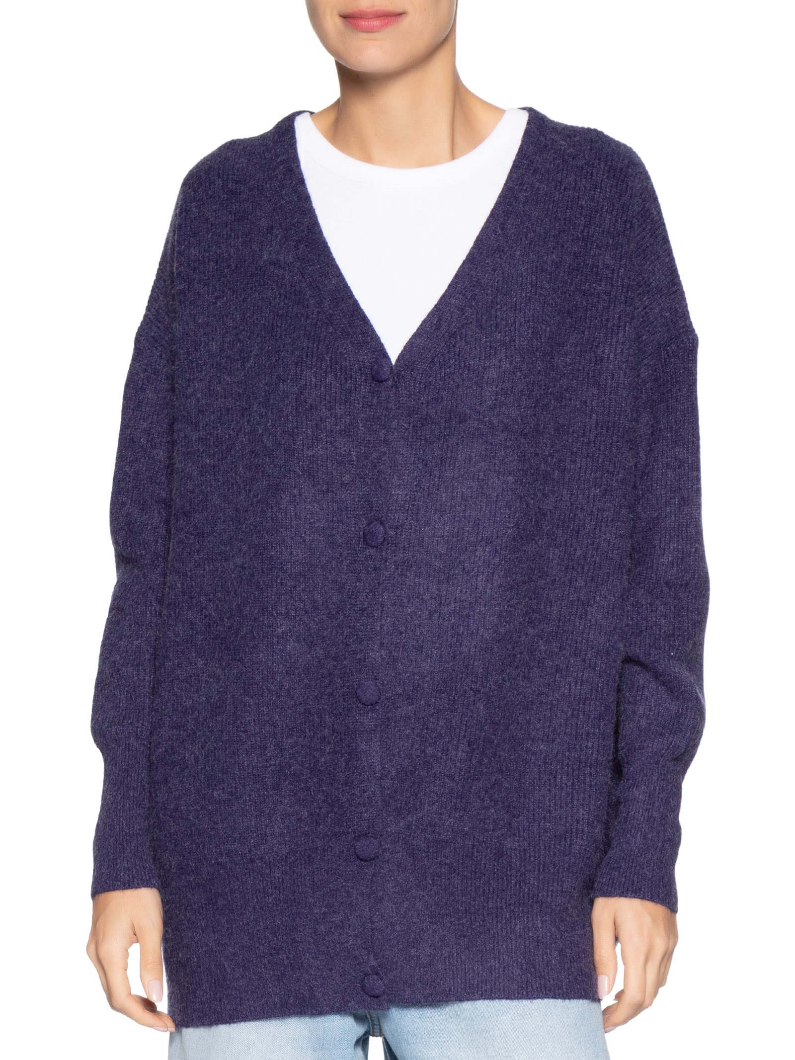 Cardigã Feminino Oversized Texturizado Azul Basiq