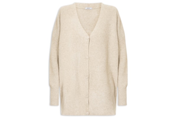 Cardigã Feminino Oversized Texturizado - Bege