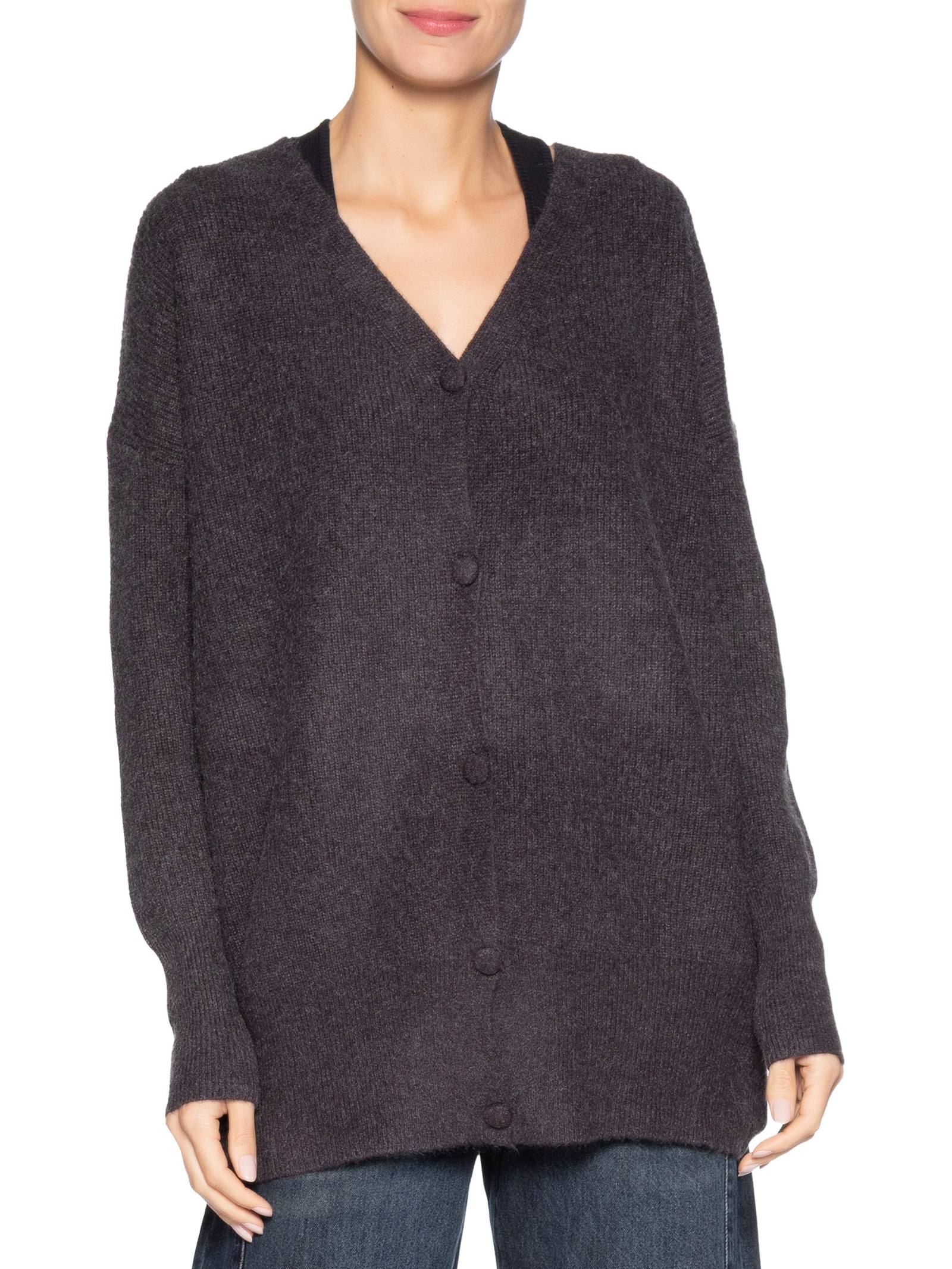 Cardigã Feminino Oversized Texturizado Cinza Basiq