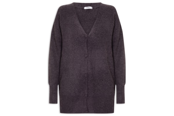 Cardigã Feminino Oversized Texturizado - Cinza