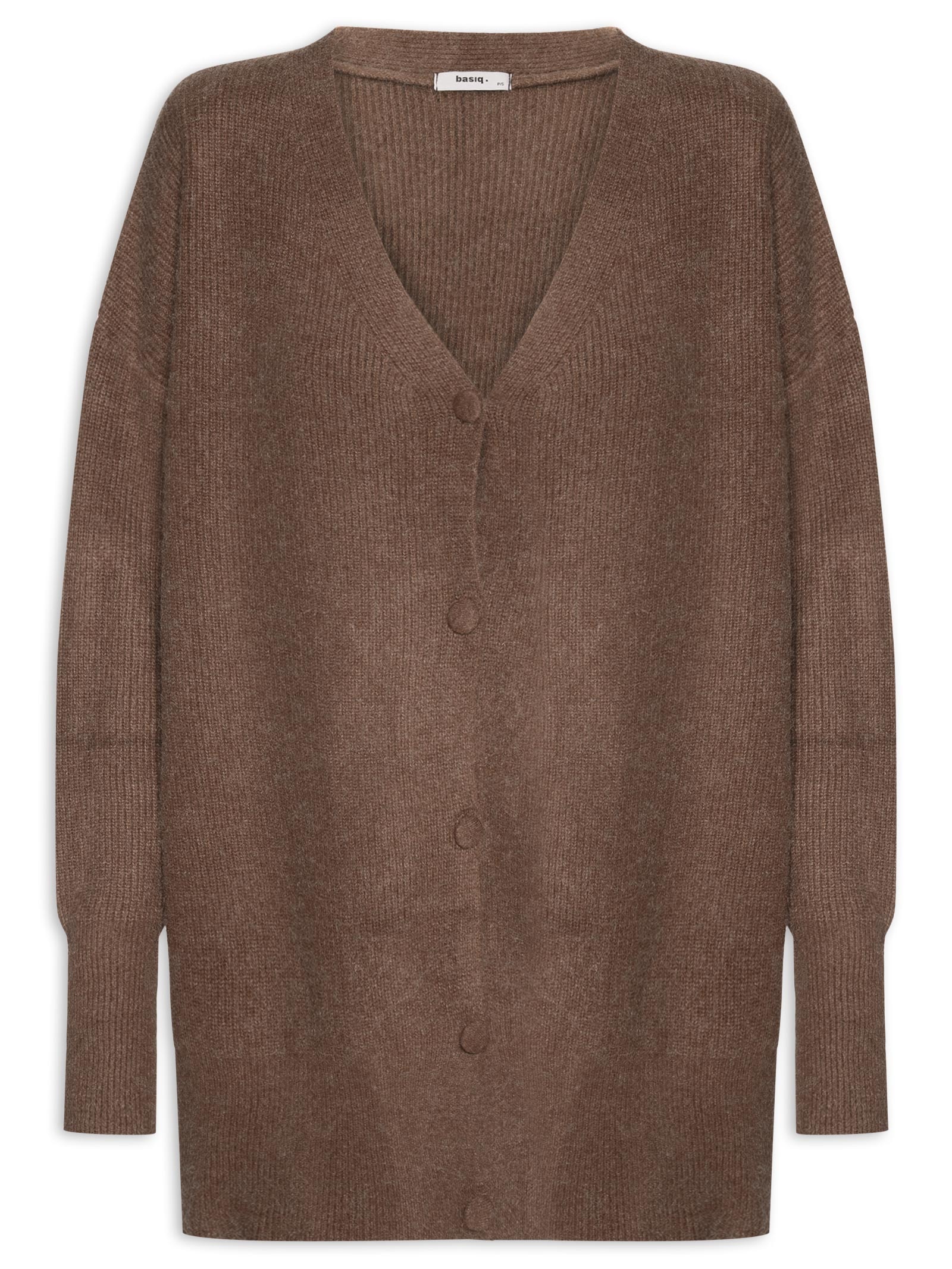 Cardigã Feminino Oversized Texturizado Marrom Basiq
