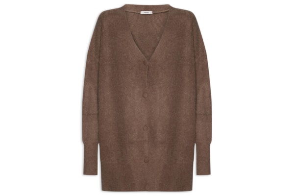 Cardigã Feminino Oversized Texturizado - Marrom