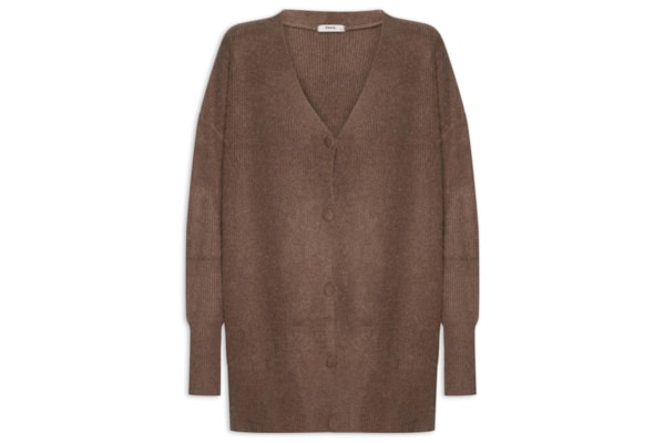 Cardigã Feminino Oversized Texturizado - Marrom