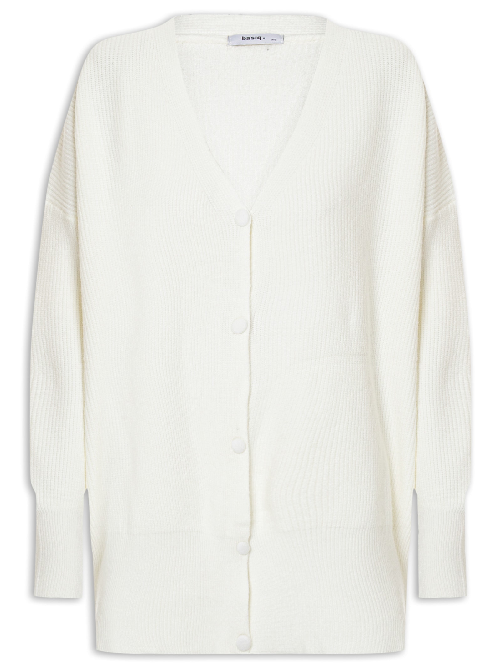 Cardigã Feminino Oversized Texturizado Off White Basiq
