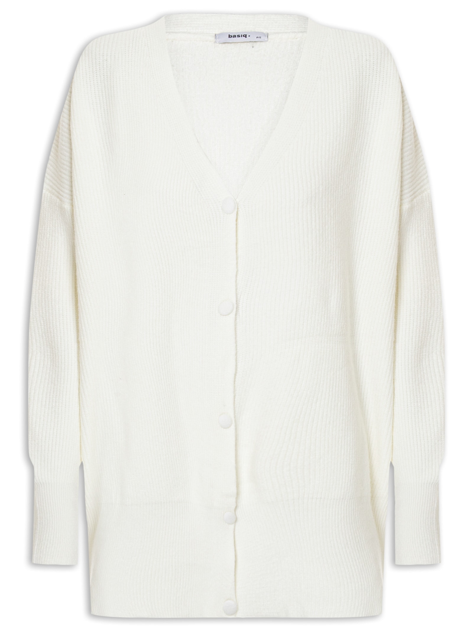 Cardigã Feminino Oversized Texturizado Off White Basiq