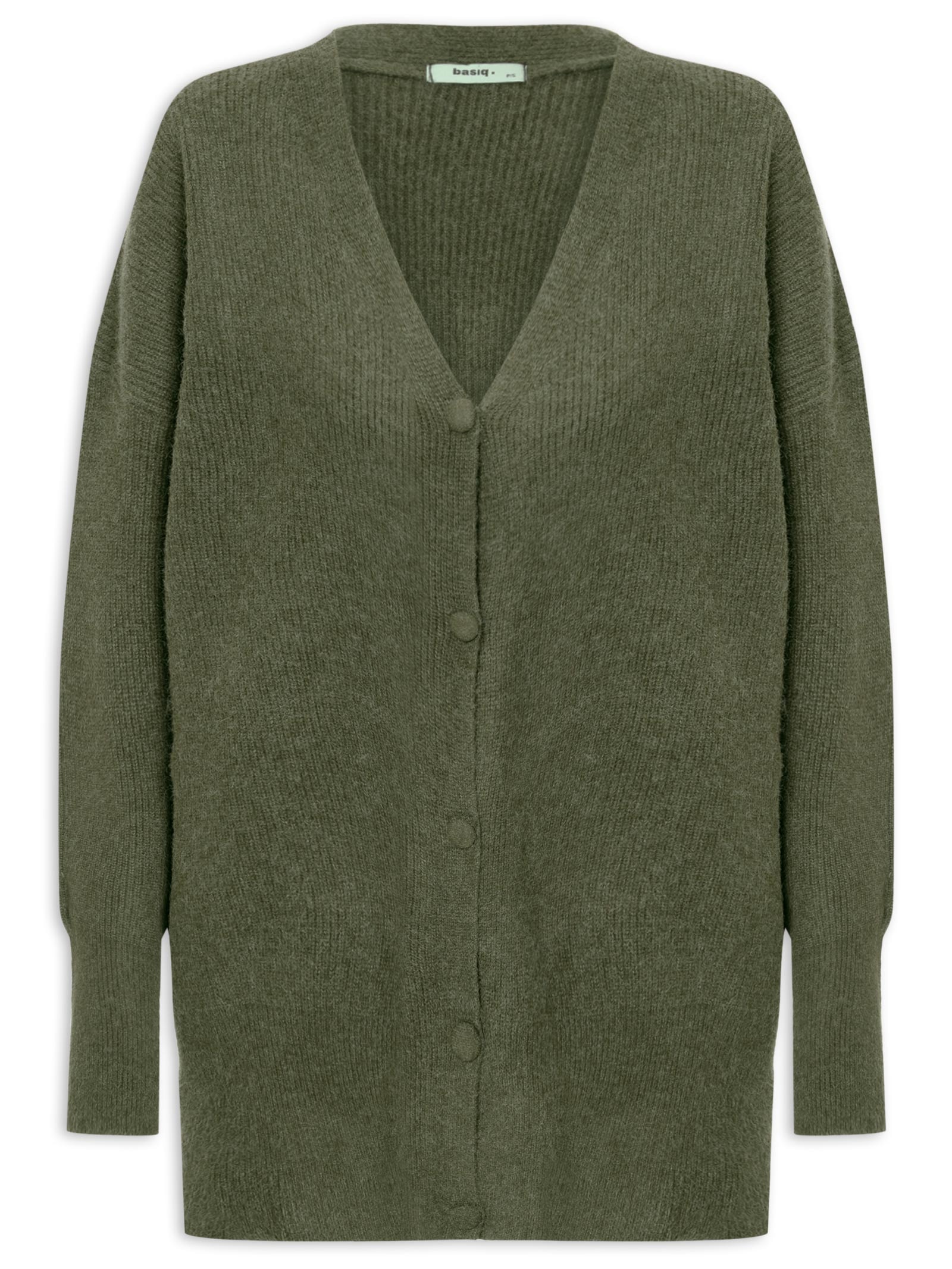 Cardigã Feminino Oversized Texturizado Verde Basiq