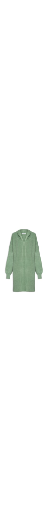 Cardigã Feminino Tricot Alongada Com Capuz - Verde