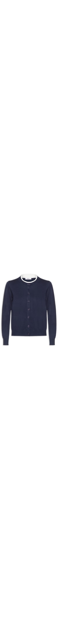 Cardigã Feminino Tricot Detalhe Bicolor - Azul