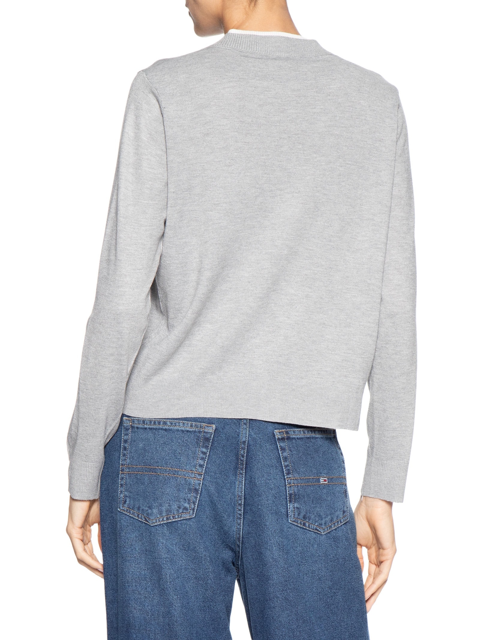 Cardigã Feminino Tricot Detalhe Bicolor Cinza Basiq