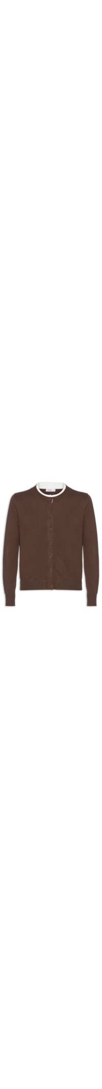 Cardigã Feminino Tricot Detalhe Bicolor - Marrom