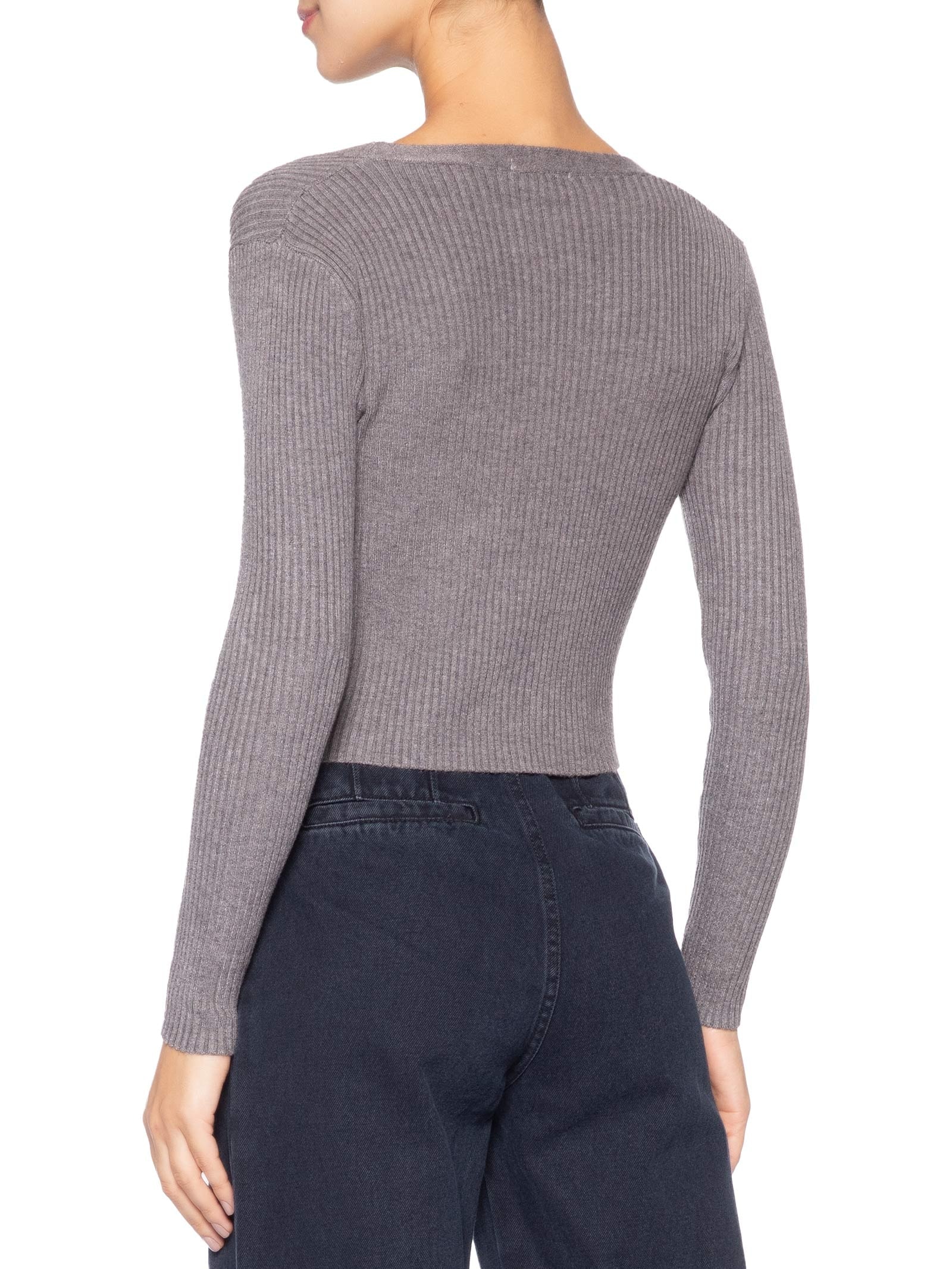 Cardigã Feminino Tricot Gola V Cinza Basiq
