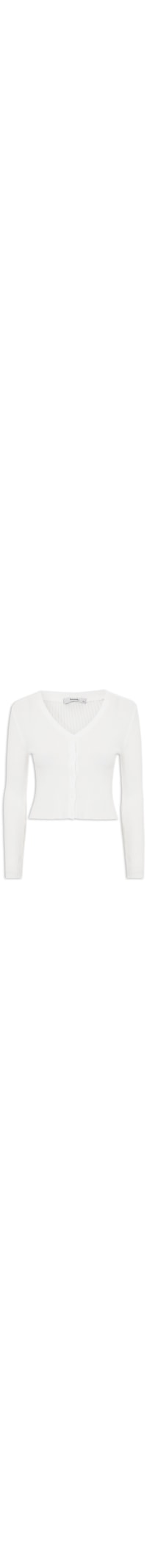 Cardigã Feminino Tricot Gola V - Off White