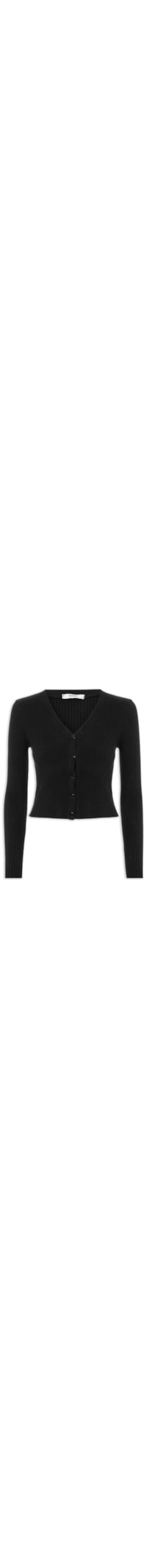Cardigã Feminino Tricot Gola V - Preto