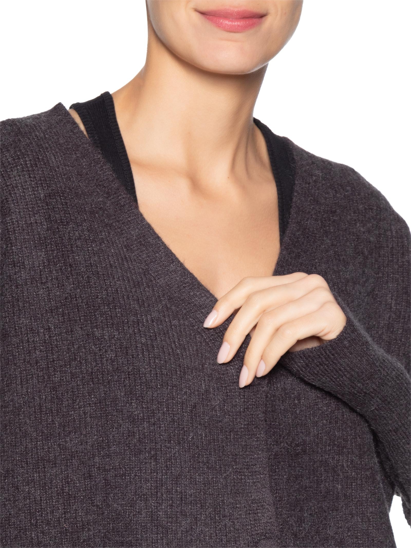 Cardigã Feminino Tricot Oversized Texturizado Cinza Basiq