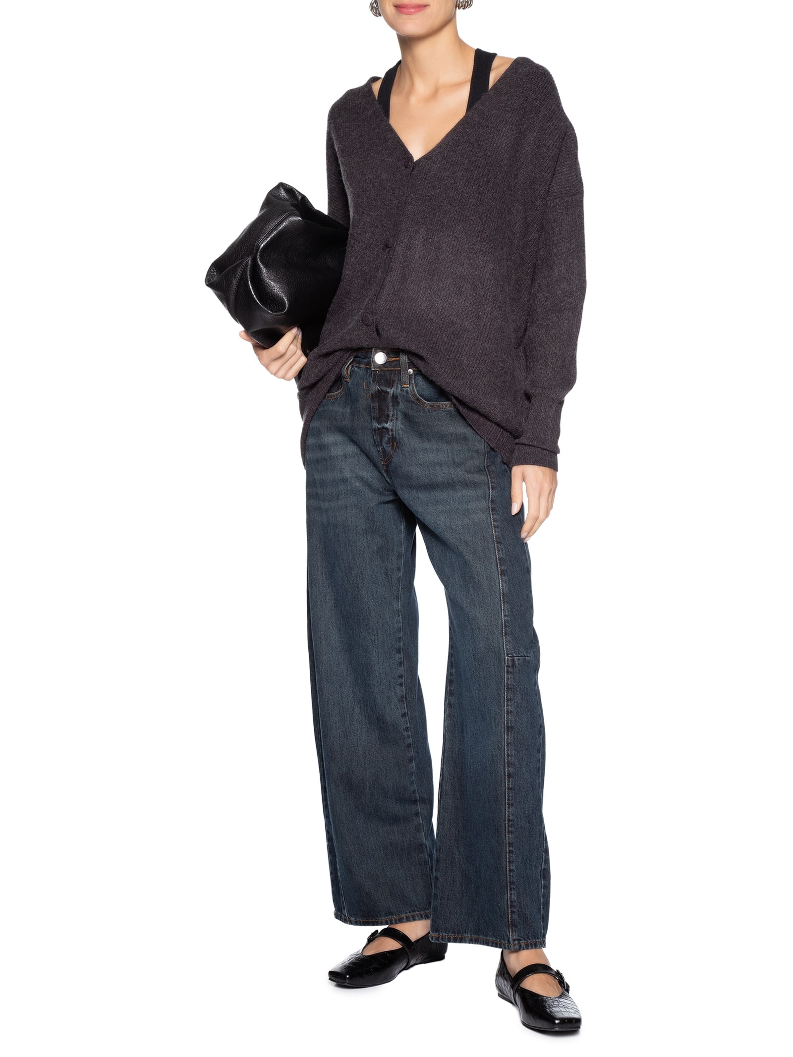 Cardigã Feminino Tricot Oversized Texturizado Cinza Basiq