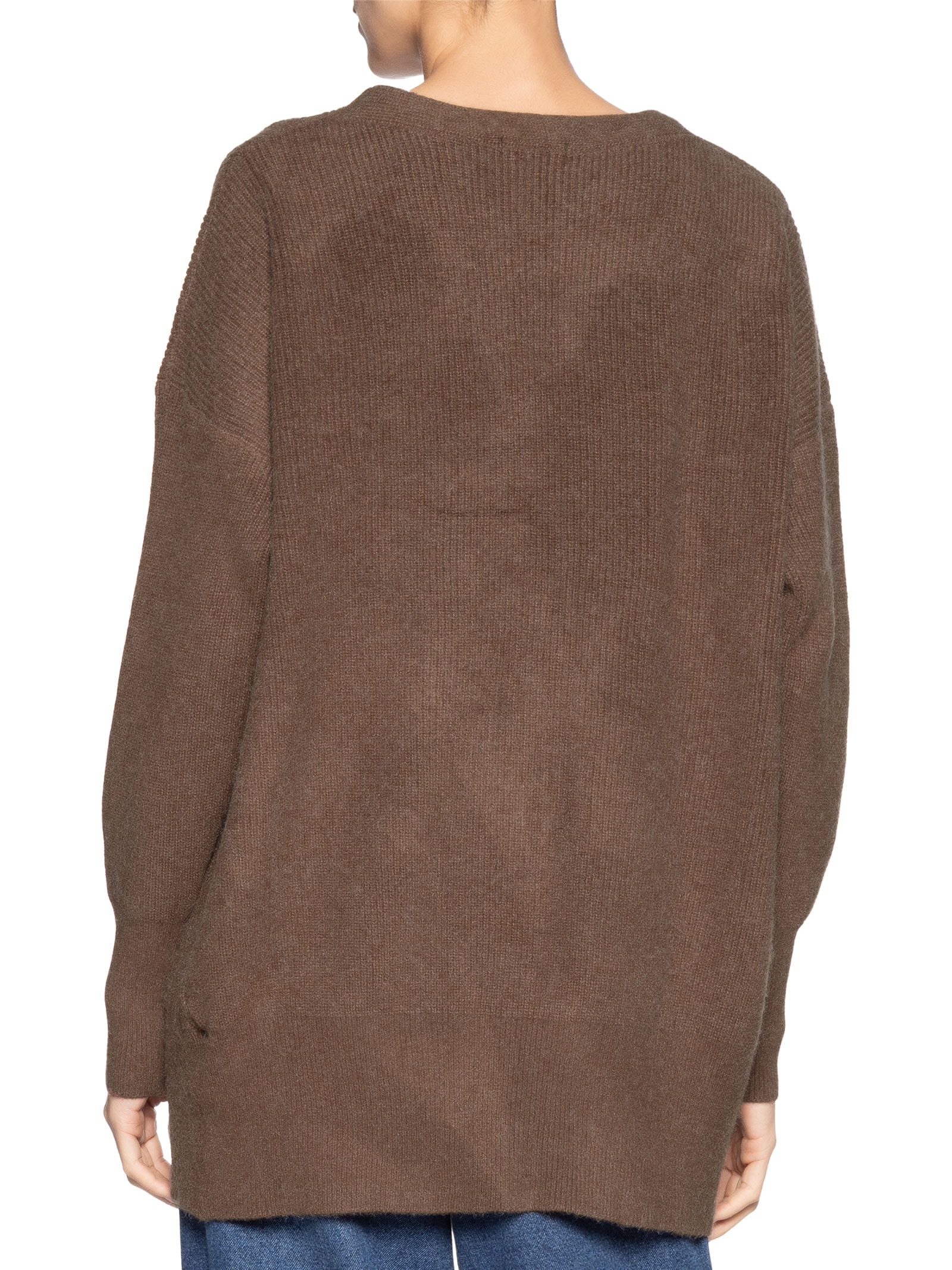 Cardigã Feminino Tricot Oversized Texturizado Marrom Basiq