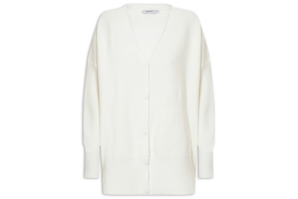 Cardigã Feminino Tricot Oversized Texturizado - Off White