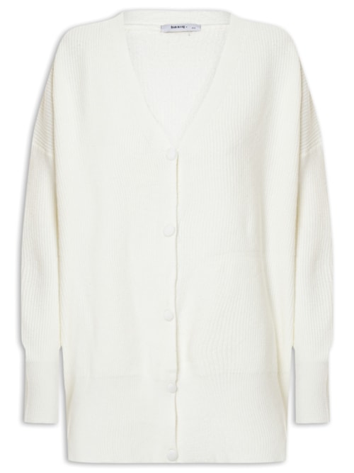 Cardigã Feminino Tricot Oversized Texturizado - Off White
