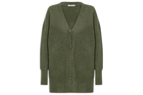 Cardigã Feminino Tricot Oversized Texturizado - Verde