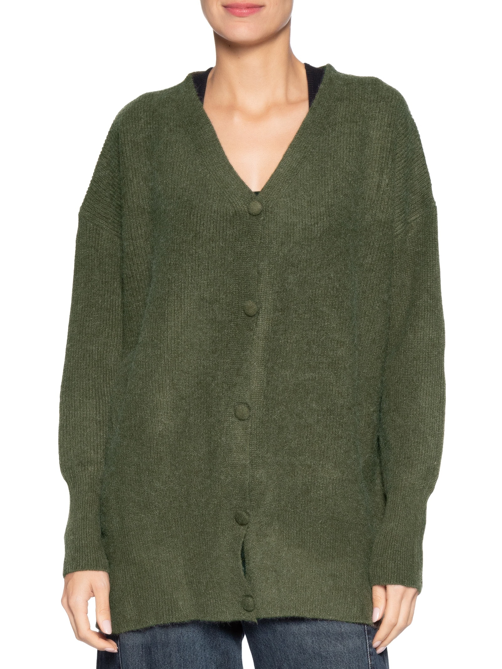 Cardigã Feminino Tricot Oversized Texturizado Verde Basiq