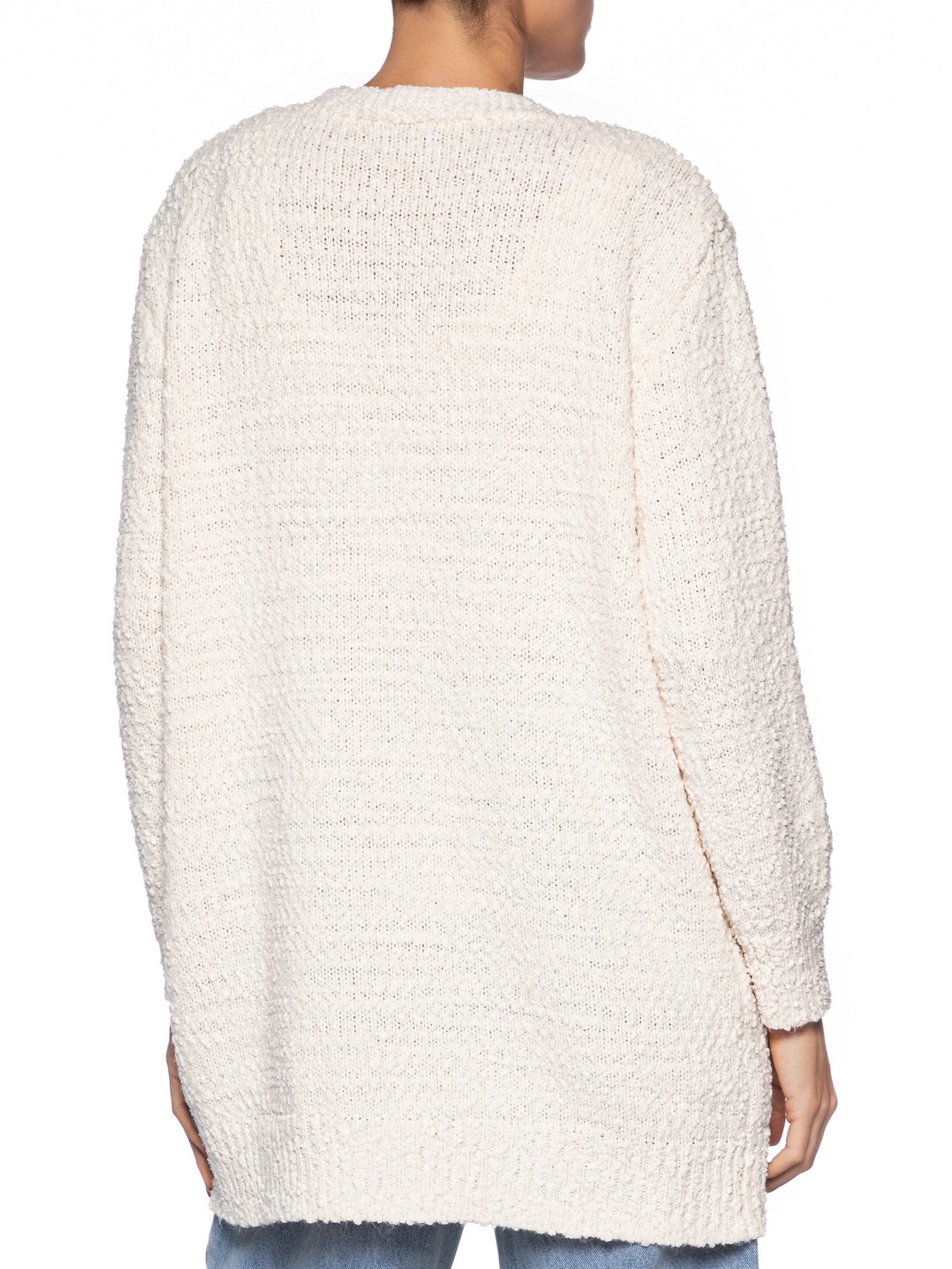 Cardigã Feminino Tricot Texturizado Alongado Branco Basiq