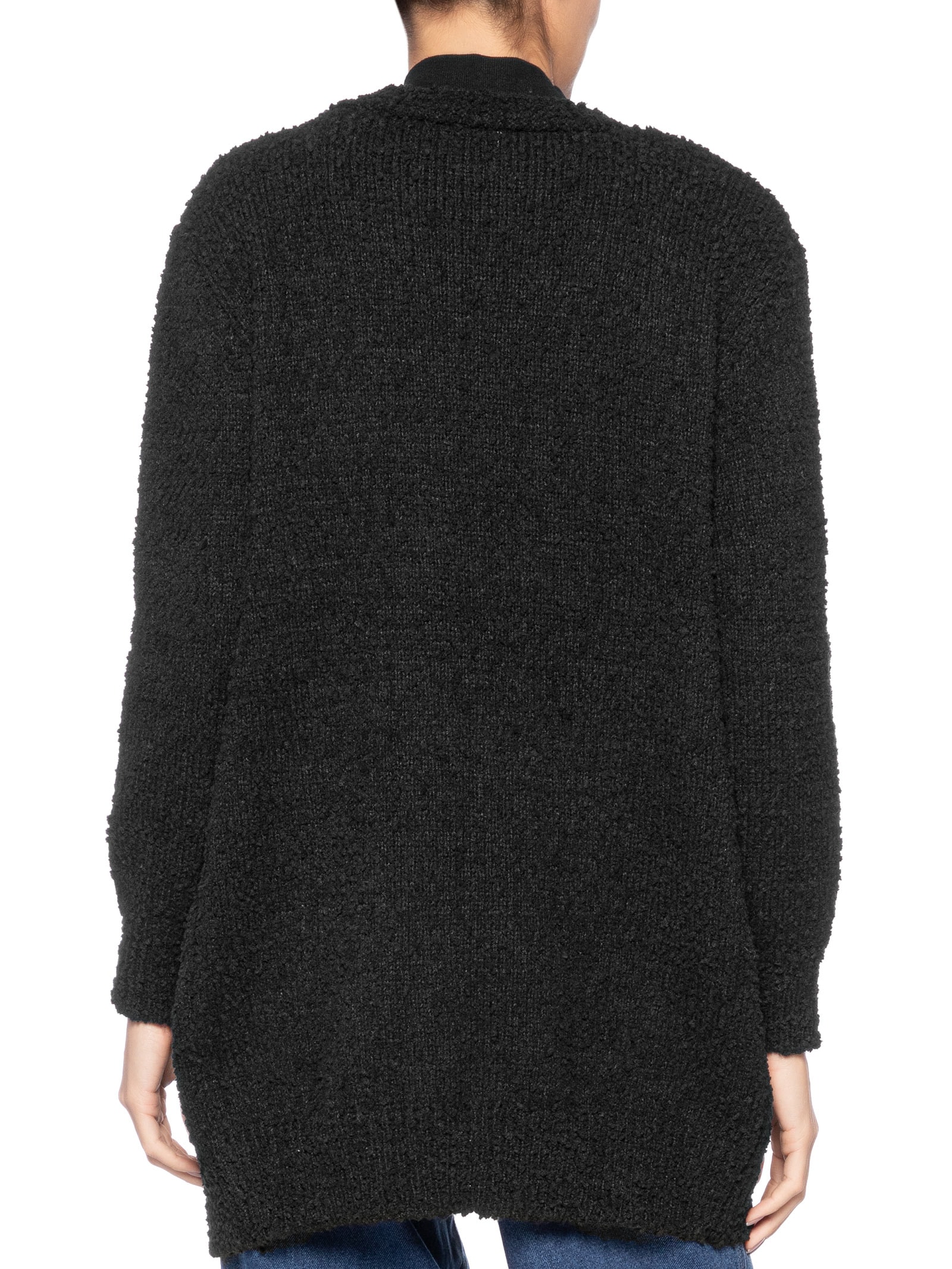 Cardigã Feminino Tricot Texturizado Alongado Preto Basiq