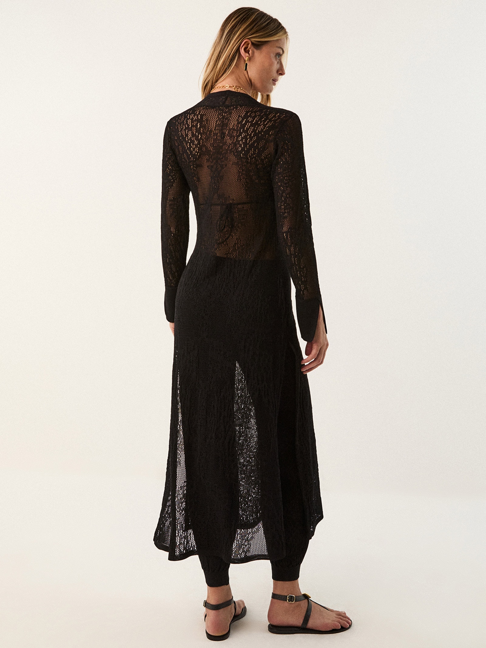 Cardigã Longo  Eiman Tricot Preto Vix