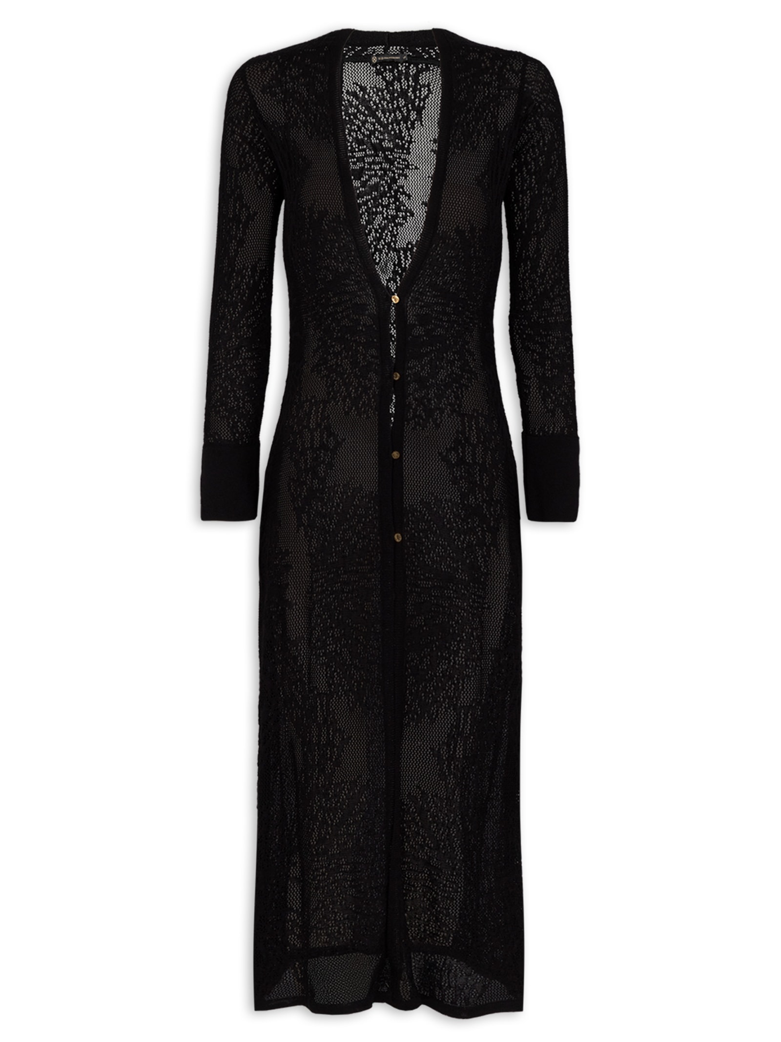 Cardigã Longo  Eiman Tricot Preto Vix