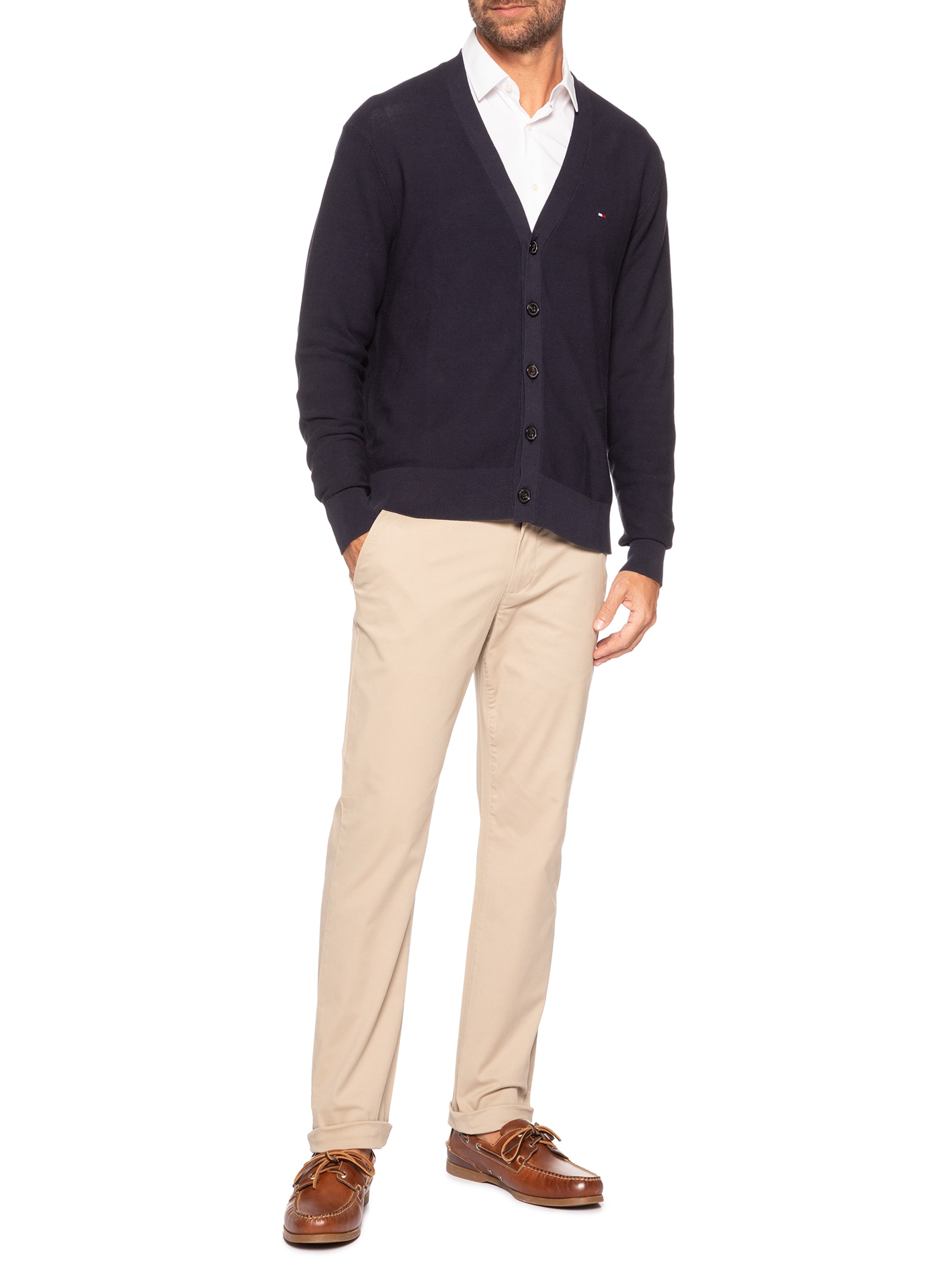 Cardigã Masculino Relaxed Fit Cool Touch Azul Tommy Hilfiger