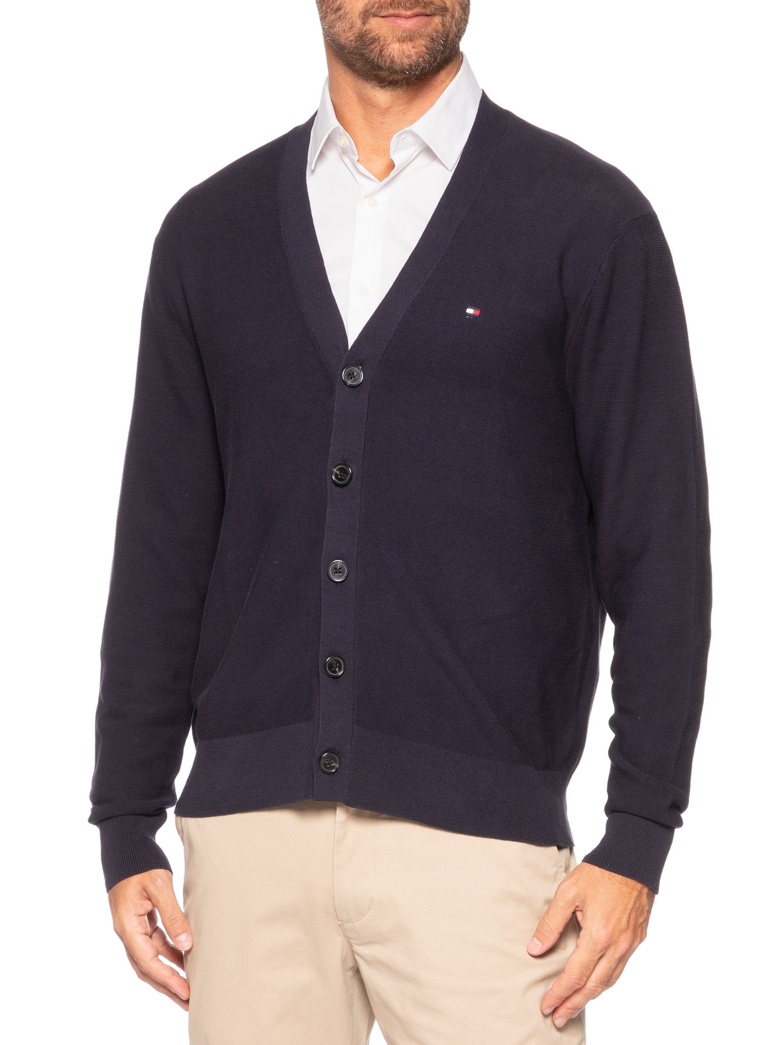 Cardigã Masculino Relaxed Fit Cool Touch Azul Tommy Hilfiger