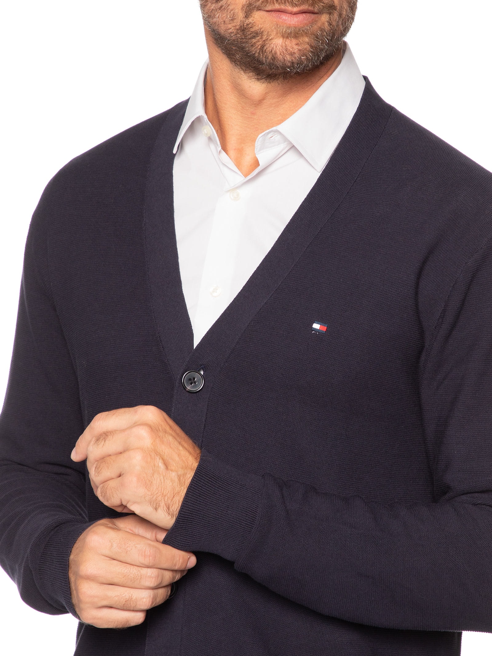 Cardigã Masculino Relaxed Fit Cool Touch Azul Tommy Hilfiger