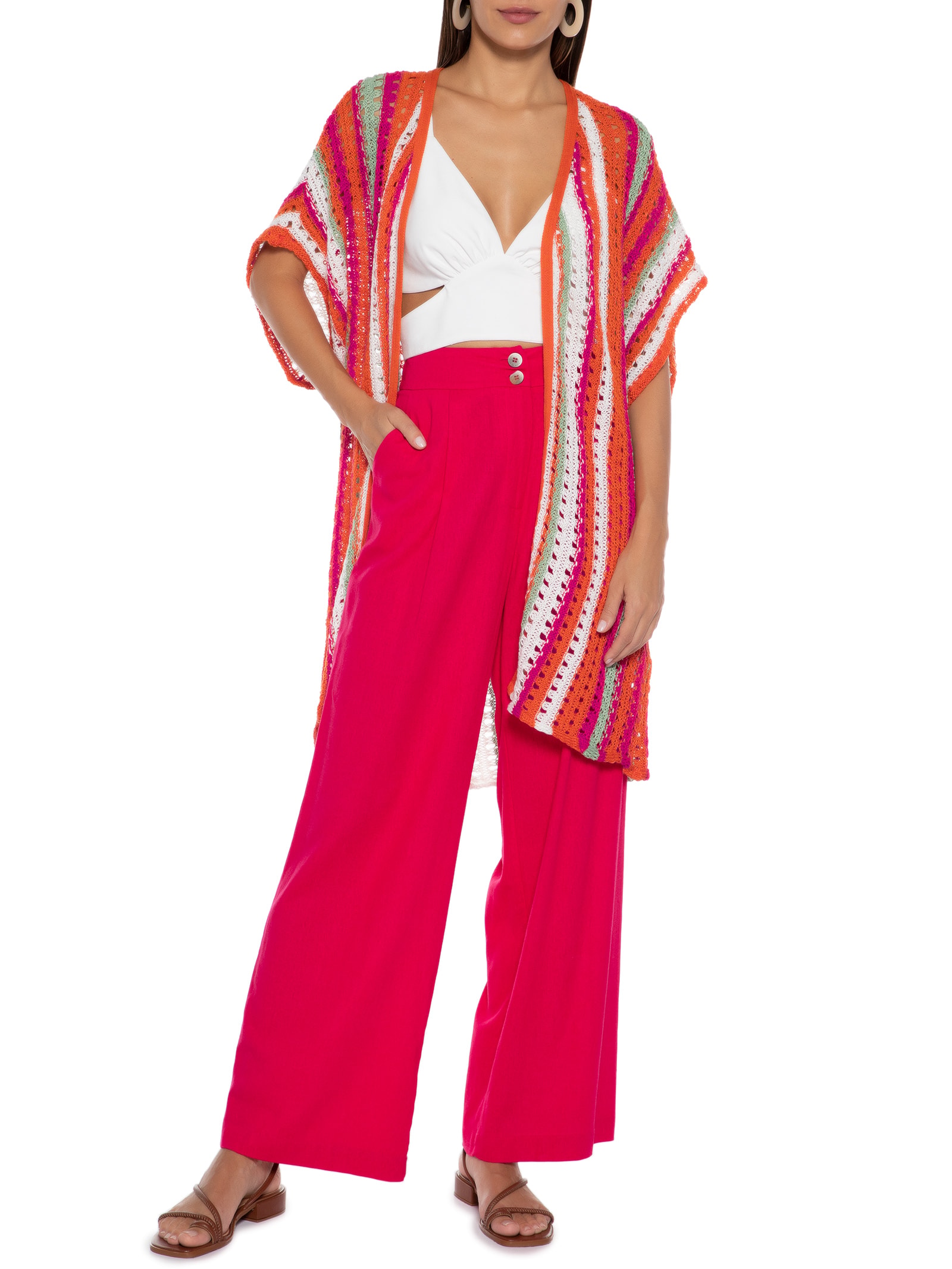 Canal - Cardigan Color Tricot - Laranja