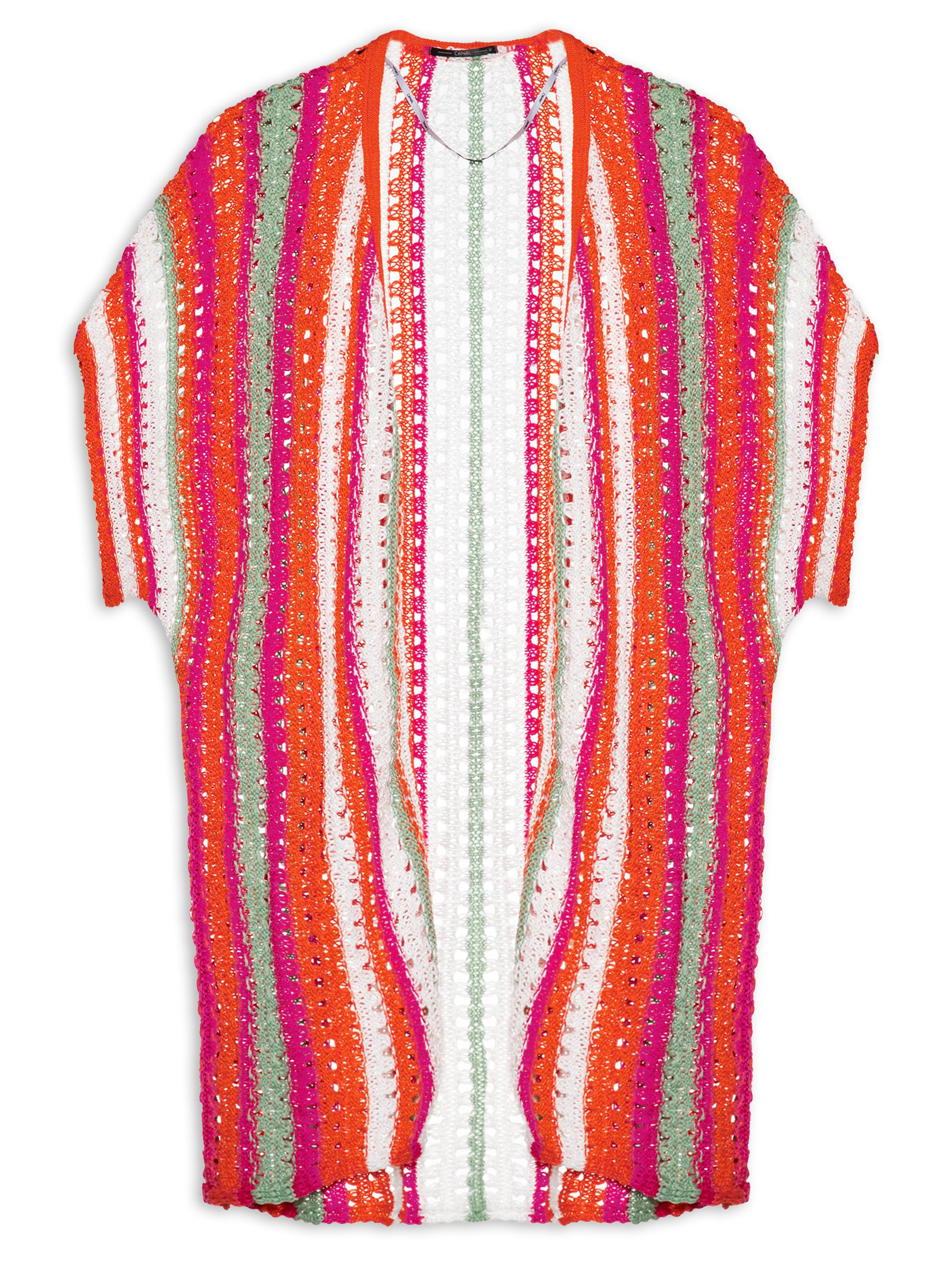 Cardigan Color Tricot Laranja Canal