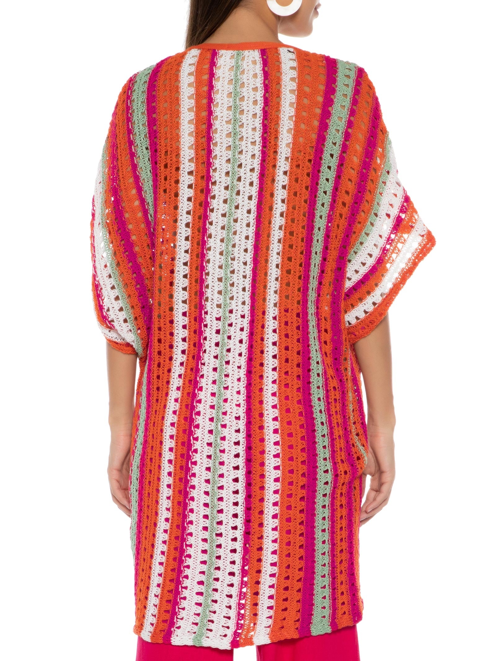Cardigan Color Tricot Laranja Canal