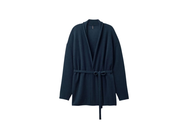 Cardigan Com Cinto 100% Cashmere - Azul