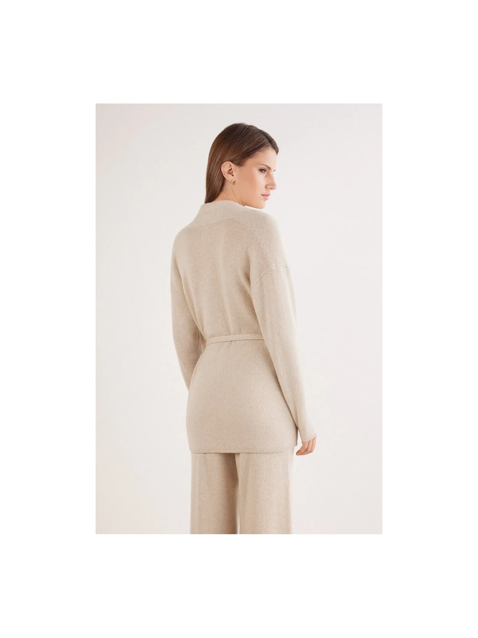 Cardigan Com Cinto 100% Cashmere Bege Intimissimi